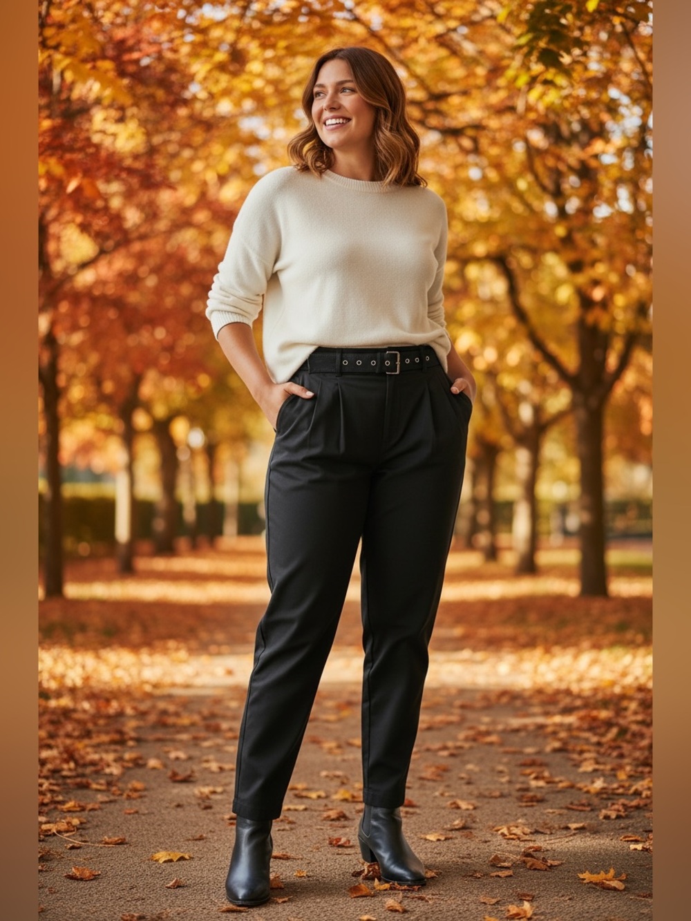 A NEW DAY Black High Rise Pleated Belted Cotton Pants Sz 14 Lg NWT Relaxed Fit